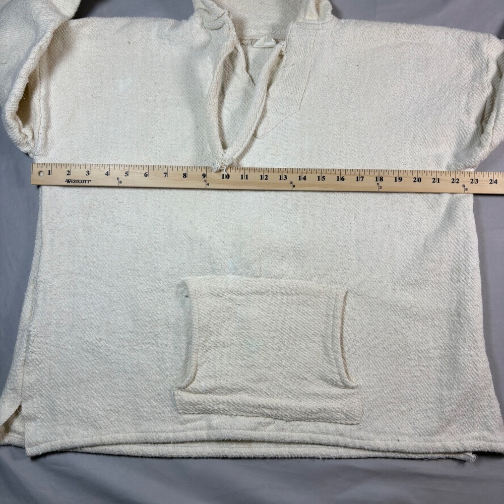 Corona Beach Club Tijuana Baja Hoodie Mens Large Cream Woven Jerga Pullover - Picture 7 of 8